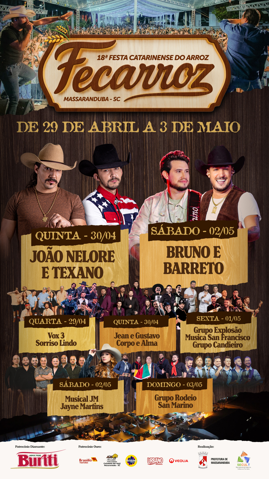 Lineup Shows Nacionais Fecarroz 2026