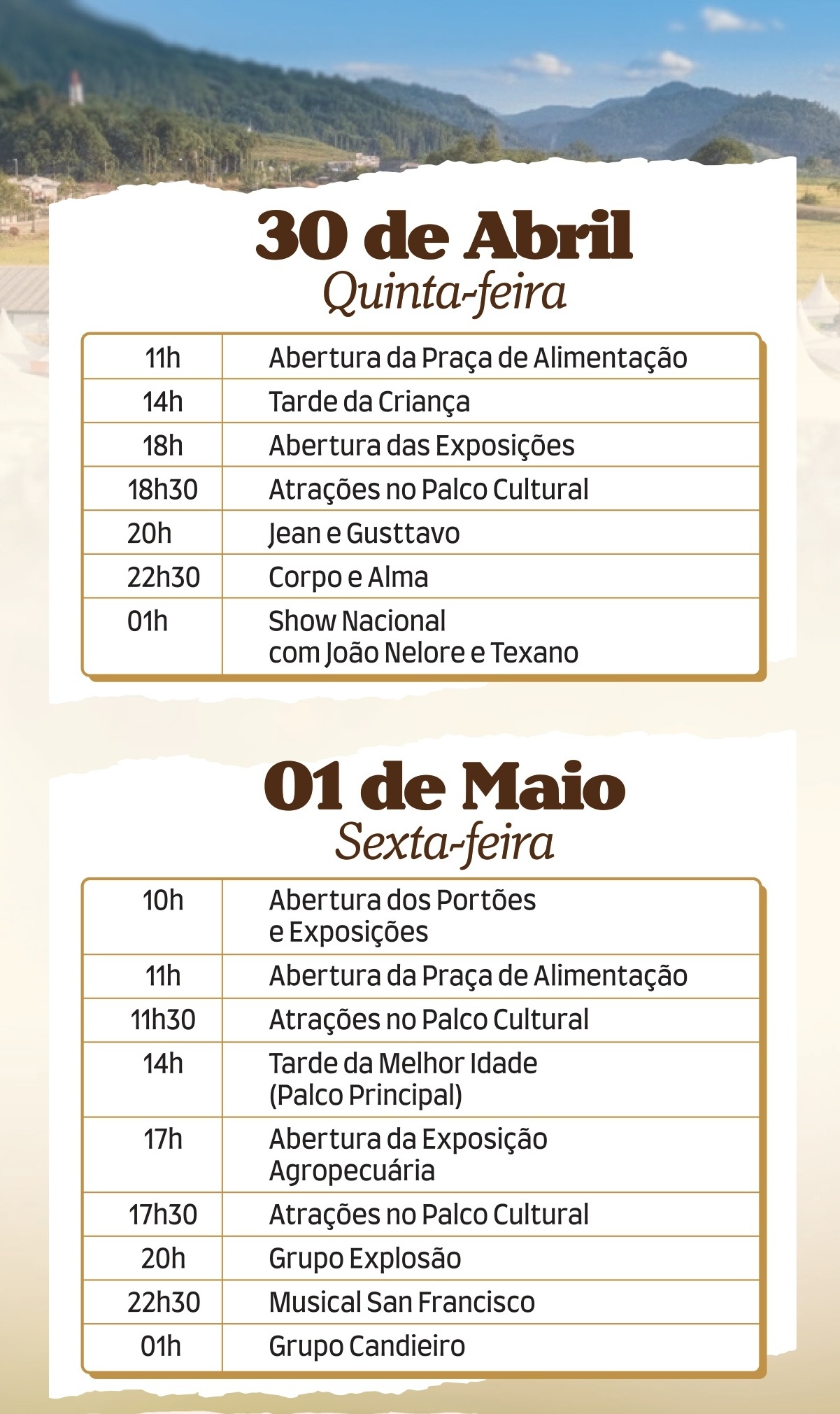 Programação da Fecarroz - Parte 2